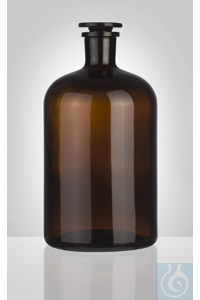 Stopfles, bruin, smalle hals, ronde schouder, 500 ml, NS 24/29, afm. Ø 85 x H 163 mm, compleet...